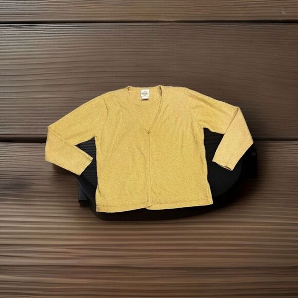 VTG 80s Bentley Size Large Womens Yellow Knit Sweater Cardigan Grandpacore